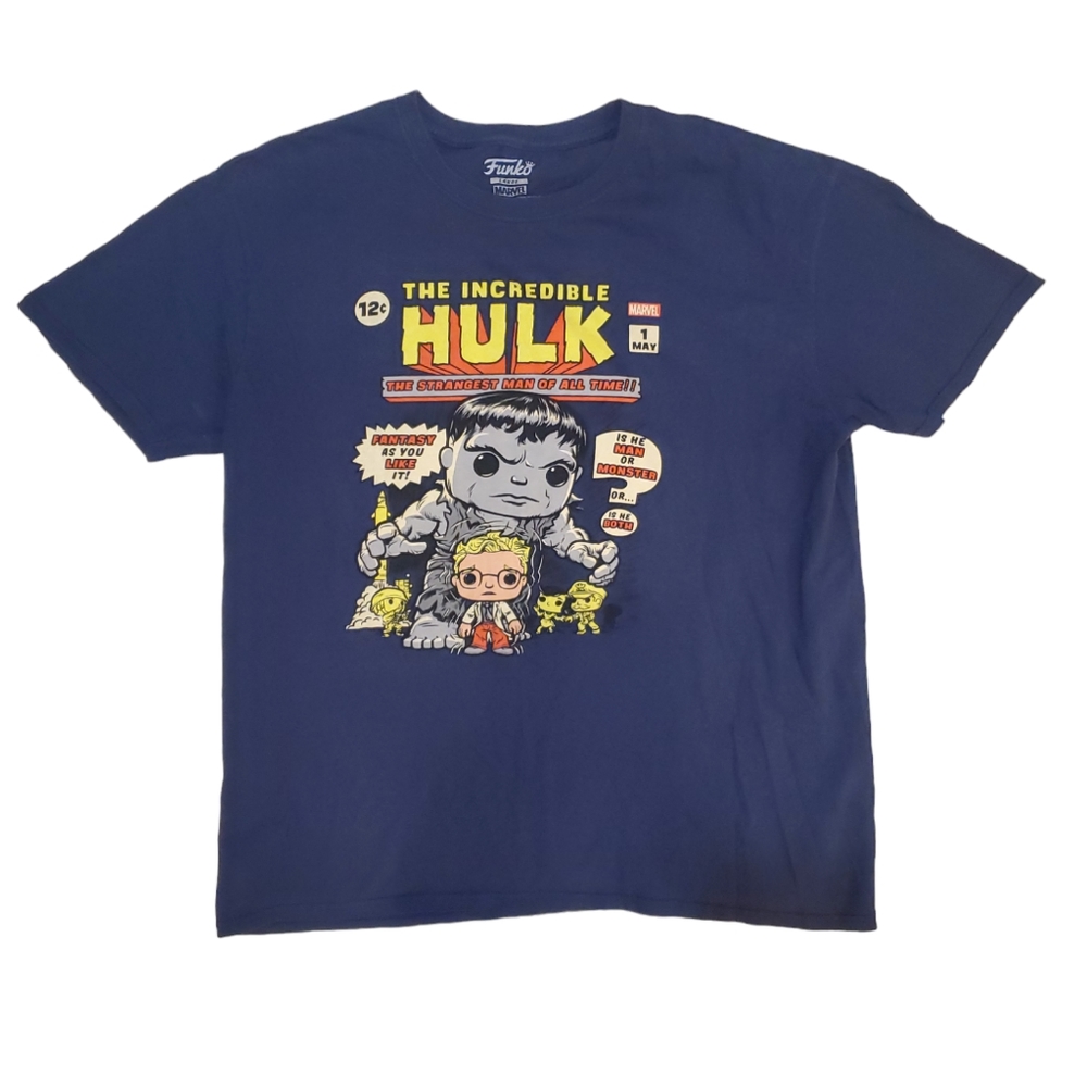 Funko Marvel Men's The Incredbile Hulk Blue Short‎ Sleeve T-Shirt Large